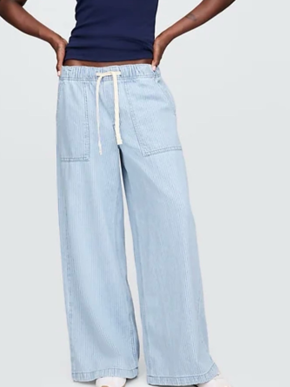 GAP Light Blue Striped Drawstring Pants